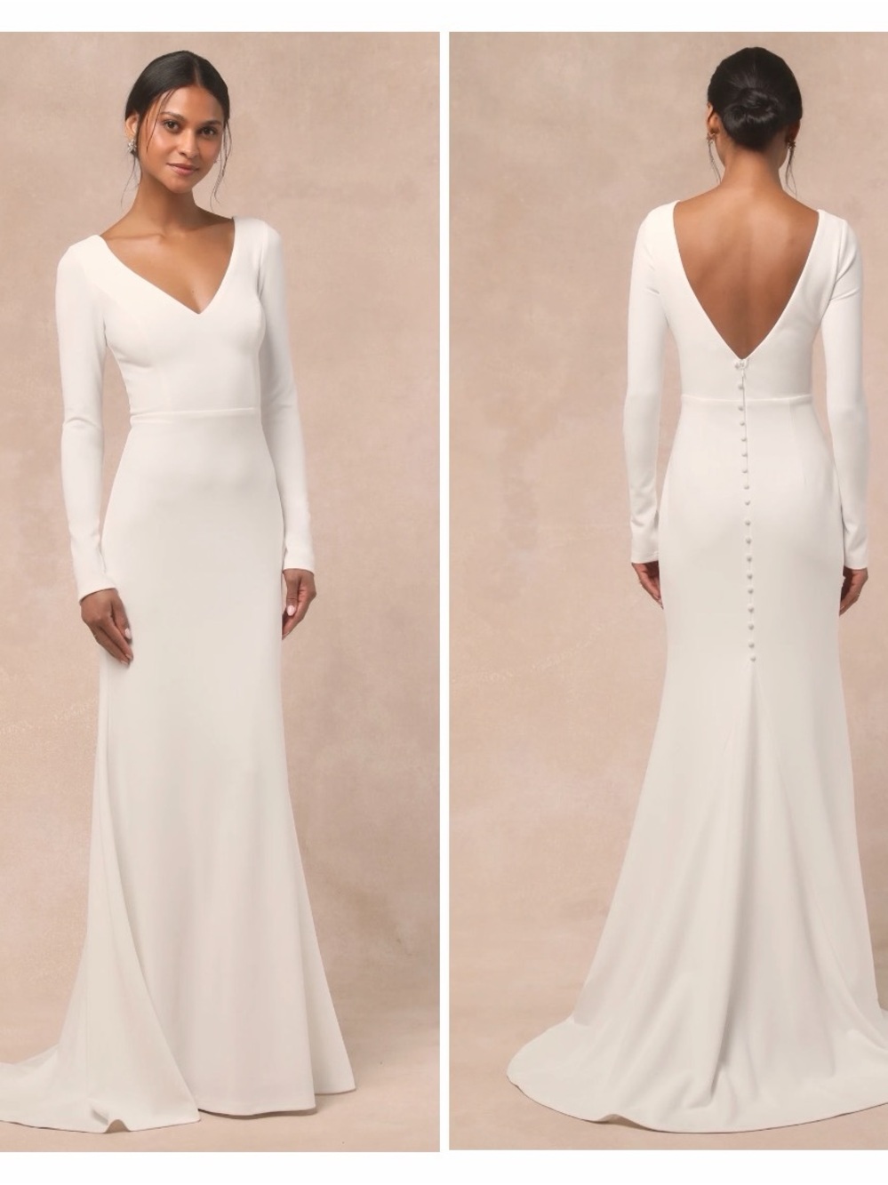 Lulus Feeling of Forever White Long Sleeve Mermaid Maxi Dress Wedding Bride
